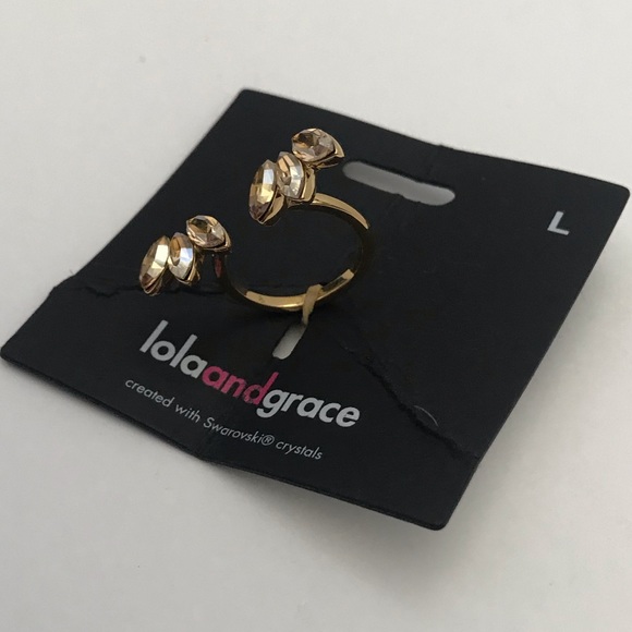 Lola and Grace Leaf U-Ring Swarovski crystals - Picture 3 of 6